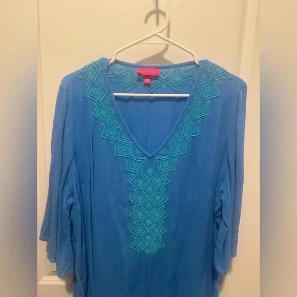 Lilly Pulitzer for Target Blue Embroidered Tunic Top Women's Size XXL - Picture 4 of 8